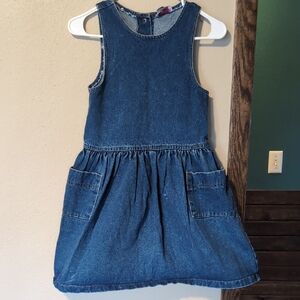 Girls Sleeveless Denim Pocket Dress
